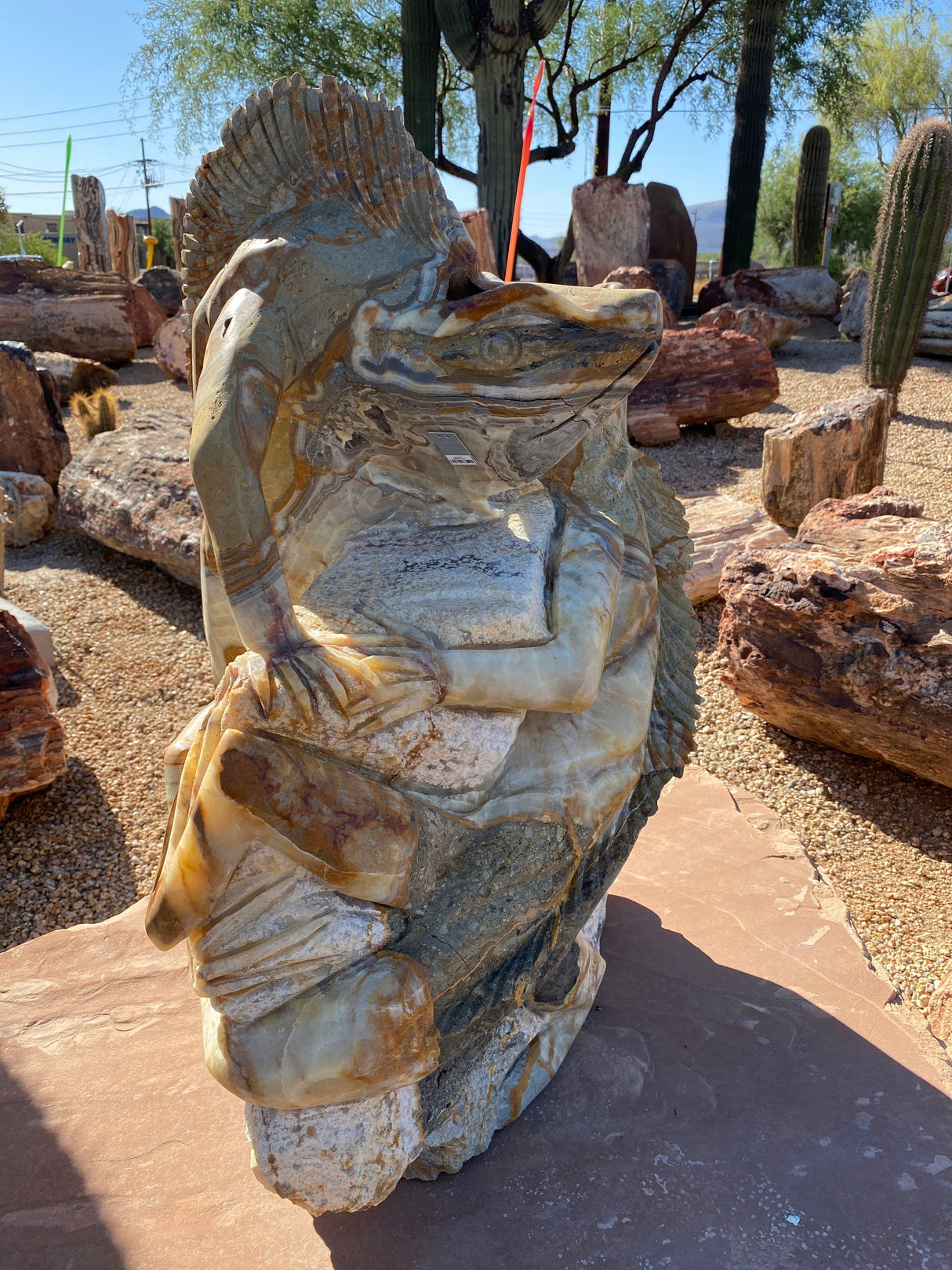 Grey/Green Talan Onyx Iguana Duo Sculpture