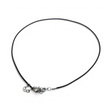 Rare Earth Gallery 18-inch black leather cord necklace featuring a silver-tone metal trigger clasp and extender chain.