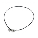 Rare Earth Gallery 18-inch black leather cord necklace featuring a silver-tone metal trigger clasp and extender chain.