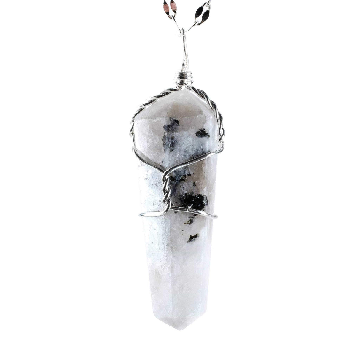 Rainbow Moonstone Wire Wrapped Pendant