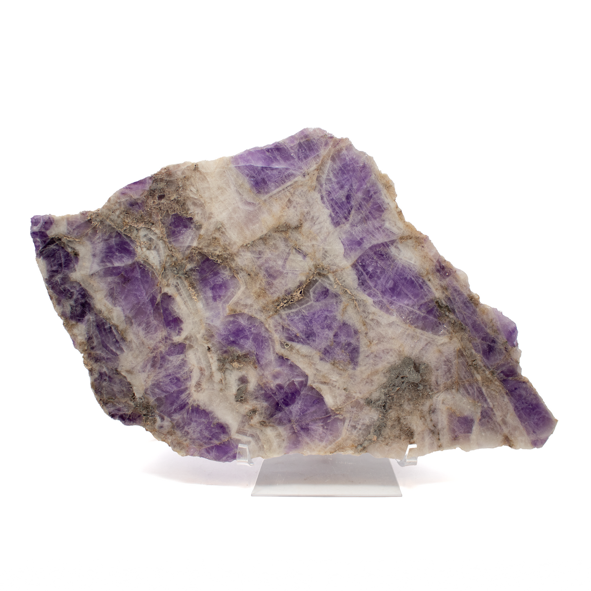 Chevron Amethyst Slice Luminary In Lucite Lighted Stand - Horizontal Banding (38z)