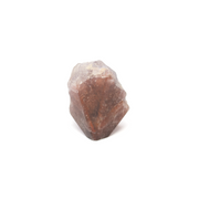 Auralite 23 complete crystal point with red-brown hematite coloring and glassy termination facets on white
