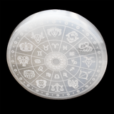 Engraved Selenite Disc - Zodiac from Morocco