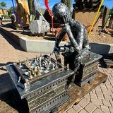 Recycled Metal Art Sculpture - Man Playing Chess