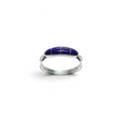Rare Earth Gallery size 9 ring featuring four deep blue lapis lazuli stone inlays set in a polished silver band