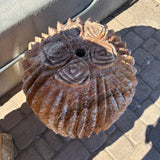 Red Carmel Travertine Barrel Cactus Carving Fountain - Large Sculpture of Trio