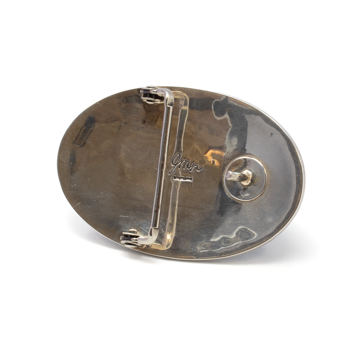 Micro Inlay Belt Buckle With -Oval With Statue Of Liberty And American Flag