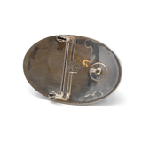 Micro Inlay Belt Buckle With -Oval With Statue Of Liberty And American Flag