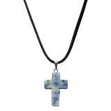 Sodalite Cross Pendant on Cord Necklace
