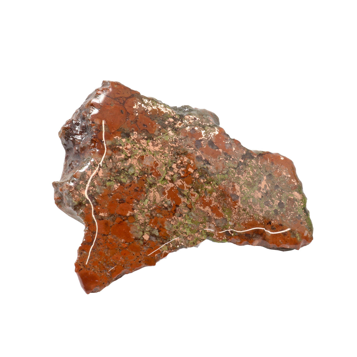 Michigan Copper Vein Slice with Quartz on 3 Prong Acrylic Stand - Small Singles
