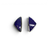 View of Lapis Lazuli Stud Earrings - Simple Isosceles Triangle Cabochon With Silver Bezel