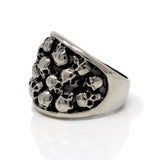 Skull Ring Size 13 Stainless Steel Skull - Style 19 Multi Skull on Wide Band