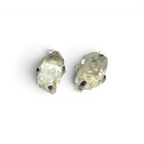 View of Herkimer Diamond Stud Earrings - Prong Set Nugget