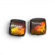 View of Ammolite Stud Earrings - Square Cabochon With Silver Bezel