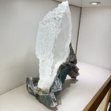 Extra Clear Selenite Crystal on Quartz Druze Matrix - Tripod Form