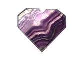 Rainbow Fluorite Heart - Flat with Faceted Faces on Lucite Stand (Diagonal Dark Purple Striping with Included Matrix at Tip)