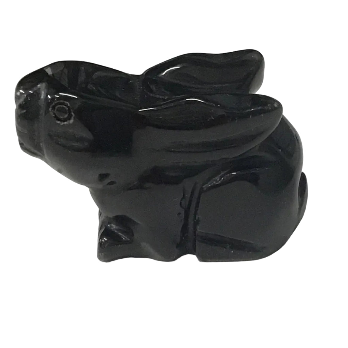 Lapin sculpté en onyx noir