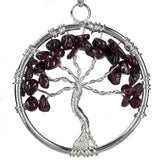 Garnet Wire Wrapped Tree of Life Necklace - Sacred Geometry