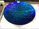 Dichroic Glass Round Vessel - Green & Blue