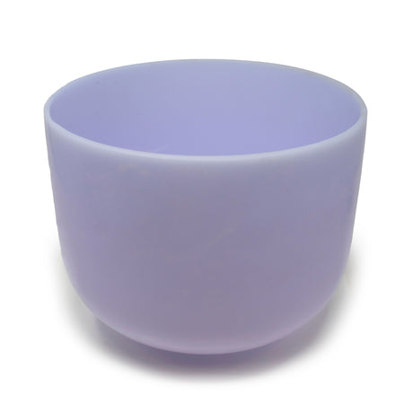 10-inch amethyst quartz singing bowl in lavender, angled view showing frosted interior