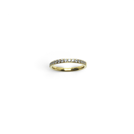 Rare Earth Gallery 2mm titanium ring with gold IP plating and a row of sparkling white cubic zirconia stones.