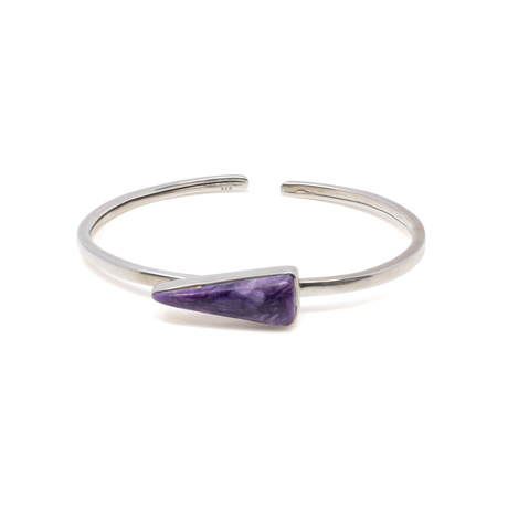 View of Charoite Twist Bracelet - Pennant Cabochon With Silver Bezel