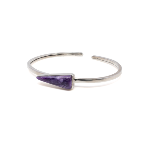 View of Charoite Twist Bracelet - Pennant Cabochon With Silver Bezel