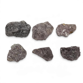 Rare Earth Gallery lepidolite rough chunks in shades of purple and grey with natural crystalline texture