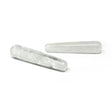 Two clear quartz massage wands, translucent with natural veils