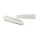 Two clear quartz massage wands, translucent with natural veils
