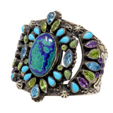 Leo Feeney Botryoidal Malachite-Azurite Cuff Bracelet with Sleeping Beauty Turquoise, Peridot, Blue Topaz, Green Turquoise & Amethyst