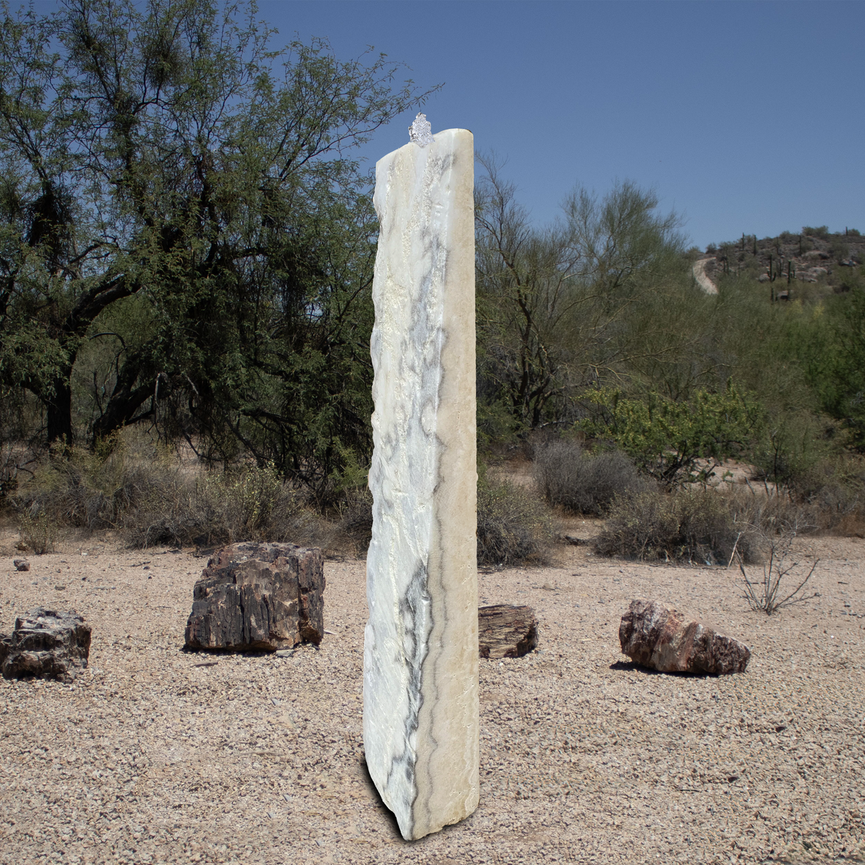 Zebra Fossil Onyx Pillar Fountain