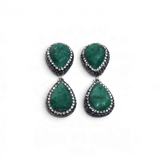 Rare Earth Gallery emerald dangle earrings featuring faceted pear-cut stones with marcasite and silver crystal pave