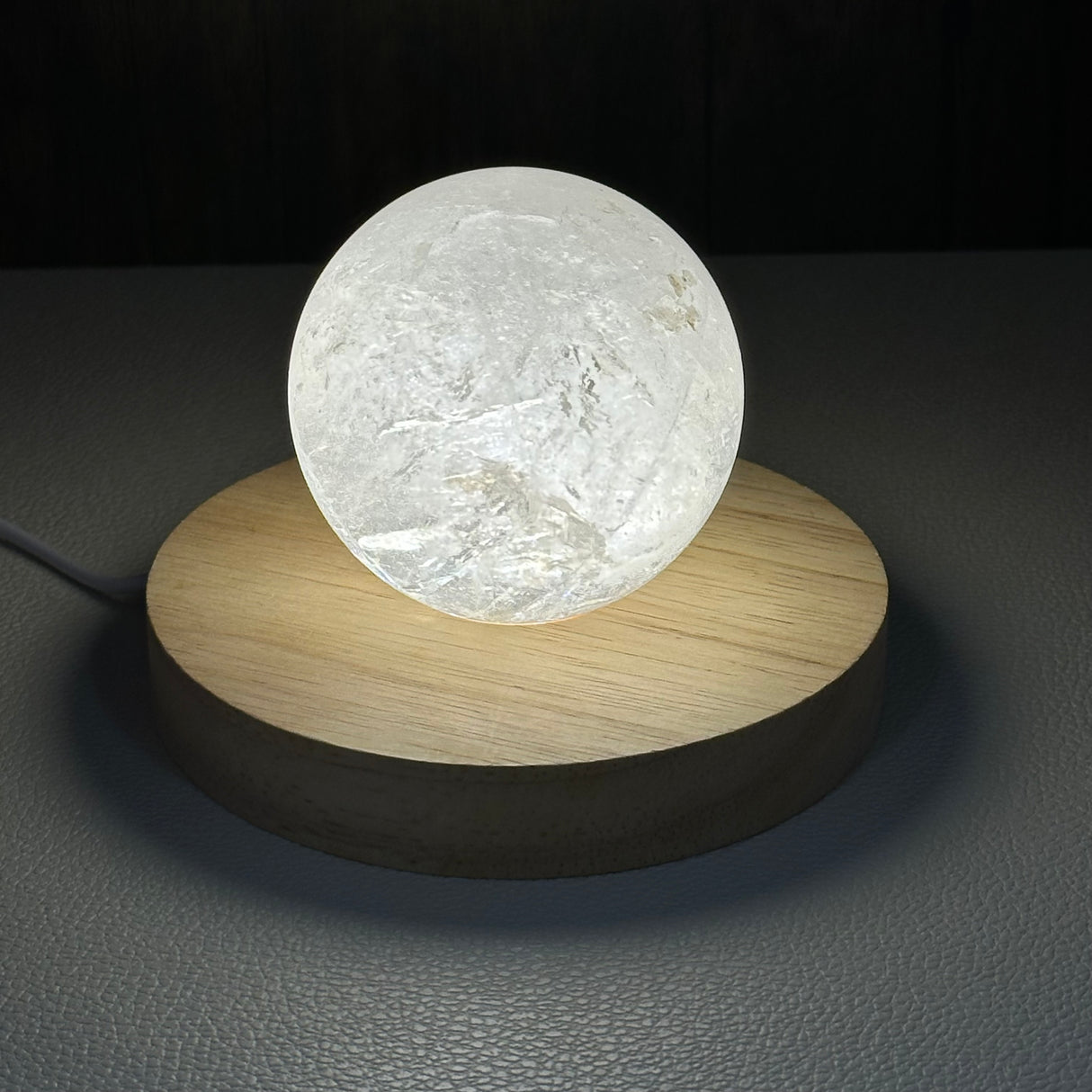 Large Wooden Light Base - Round with Warm Light & USB plug
