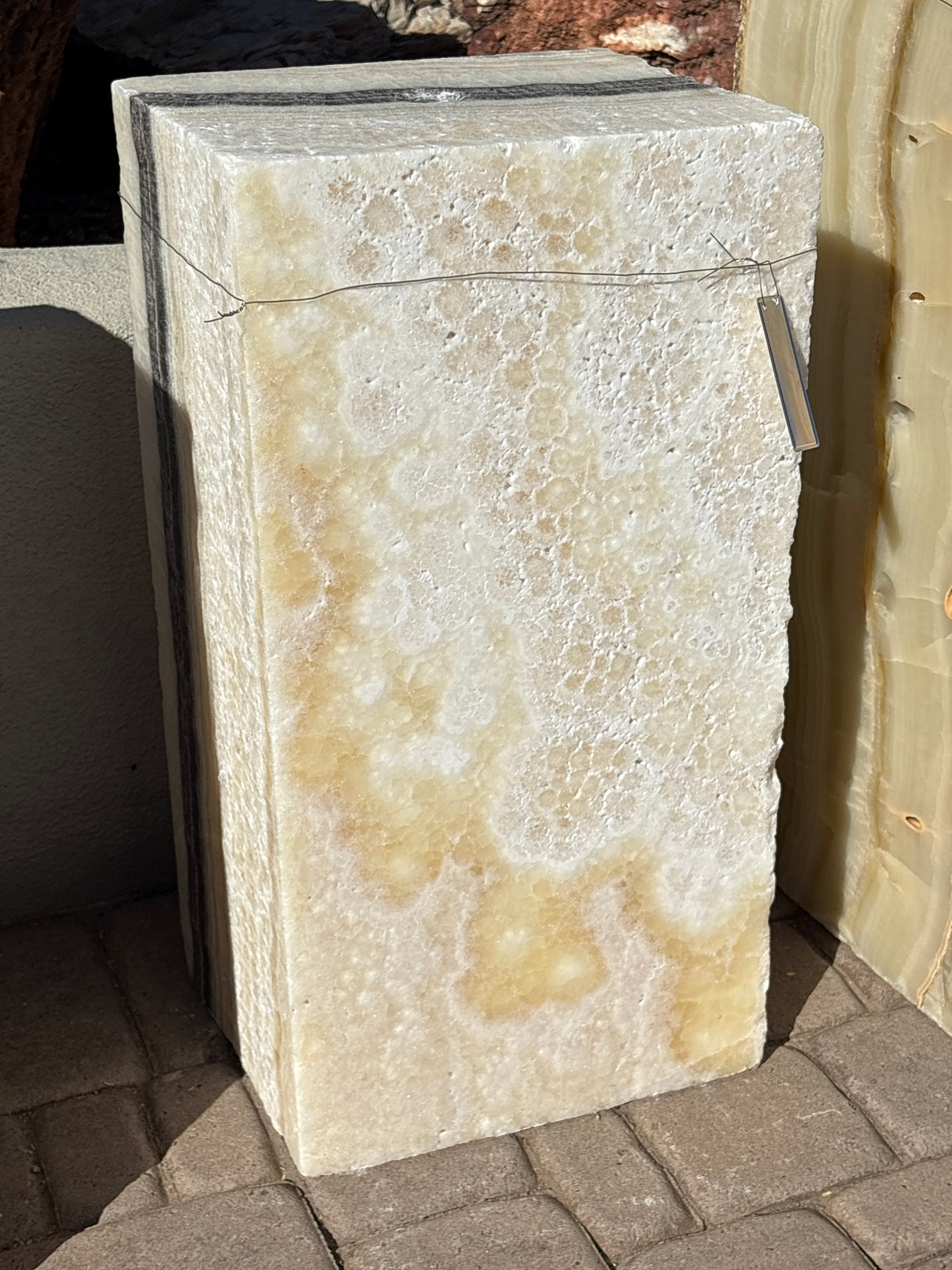Zebra Fossil Onyx Fountain ***NO Basin - Block with Pineapple Pattern
