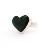 Blue tiger's eye heart cabochon bezel-set in simple sterling silver
