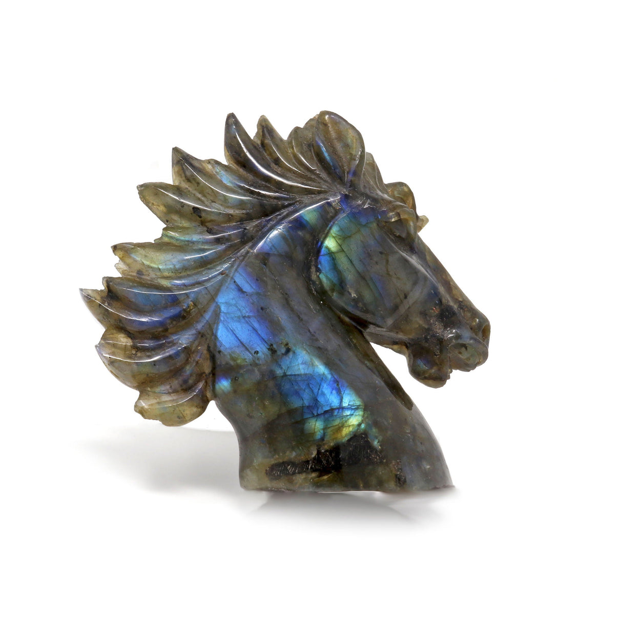 Labradorite Carving - Horse Head Medium with Blue Flash