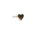 Native copper ring, heart cabochon with red copper streaks bezel-set in sterling silver