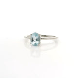 Aquamarine Ring - Faceted Oval Prong Set in Simple 925 Sterling Silver sz6
