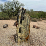 Green Talan Onyx Fountain - Single Cut Side With Black Pattern