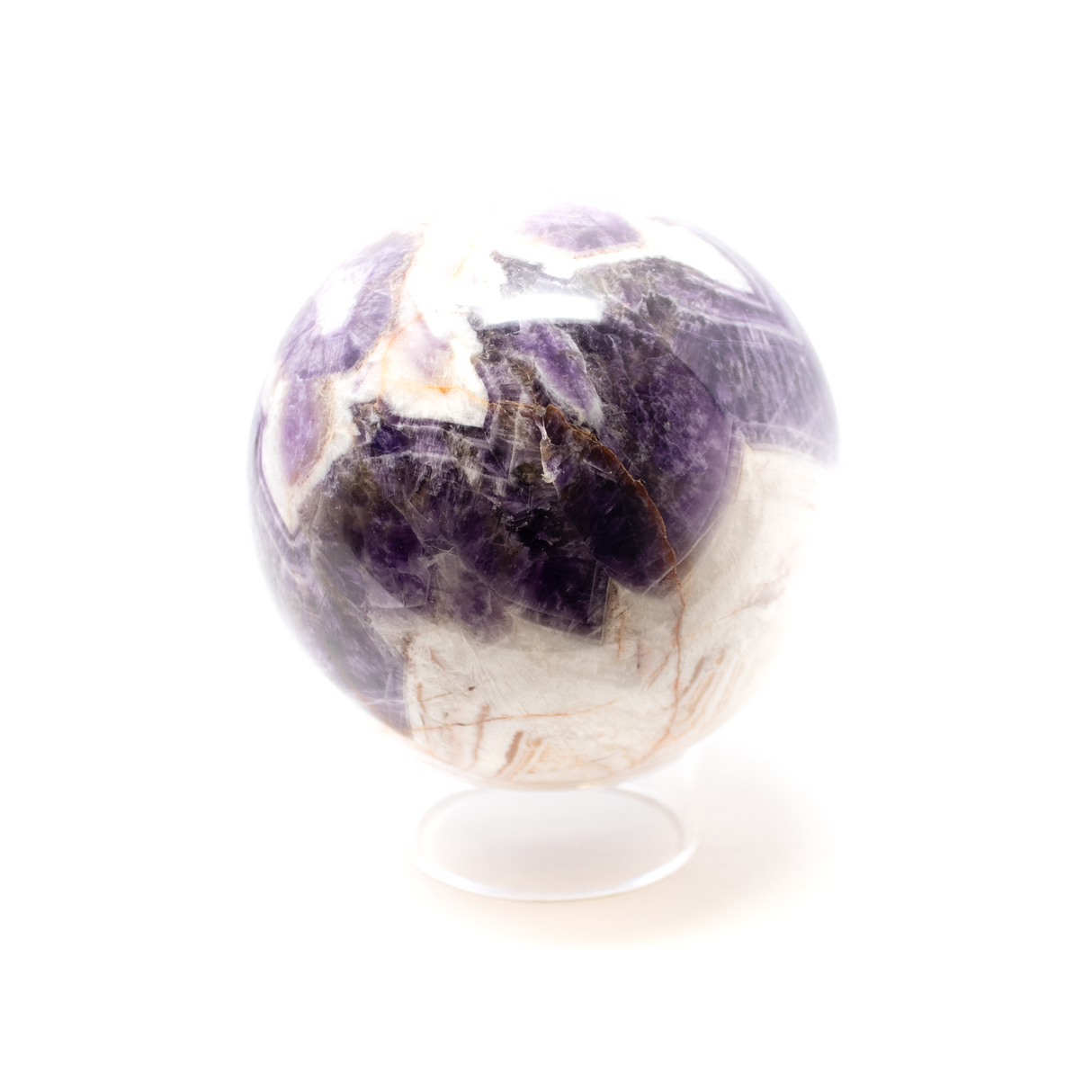 Chevron Amethyst Sphere on Lucite Stand