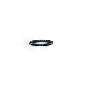 Rare Earth Gallery 2mm titanium ring with black IP plating and half-set black cubic zirconia stones