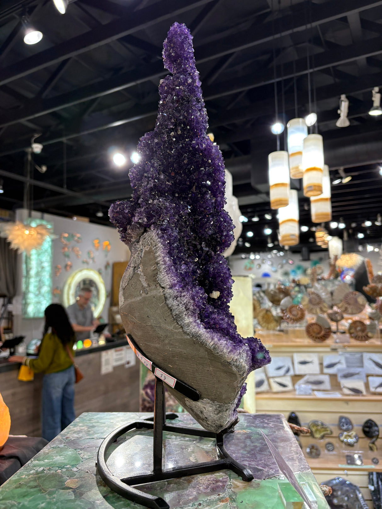 A+ Quality Amethyst Stalactite Geode Specimen in Fitted Stand