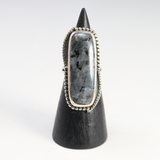 View of Larvikite Ring - Rectangular Cabochon Sz7