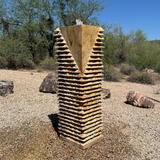 Carmel Travertine Column Trio Fountain Set With Pins - Design With Smooth Corner