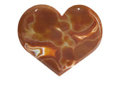 Sardonyx Carnelian Agate Heart Flat on Lucite Stand with Tubular Agate Patterns & Teeny Druze Vug