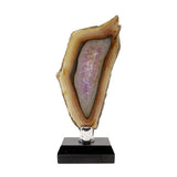 Agate Slice - Amethyst with Green & Brown Accents on Wooden Screw Stand