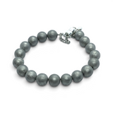 Rare Earth Gallery 8-inch Muonionalusta meteorite beaded bracelet with 10mm grey textured beads and magnetic clasp