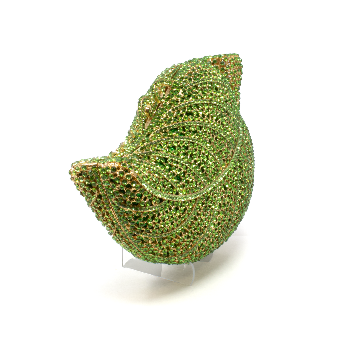 Big Leaf Crystal Purse with Chain - Lime Green