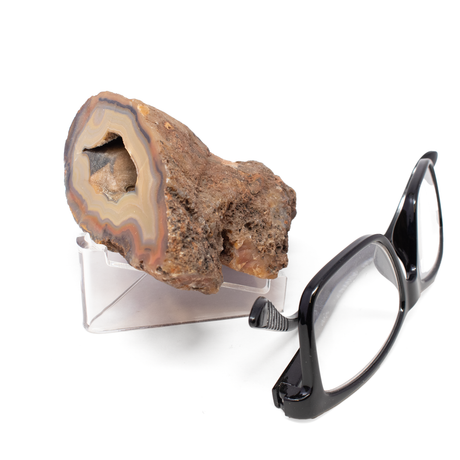 View of Laguna Agate Geode - Brown Face With Deep Druze Pocket